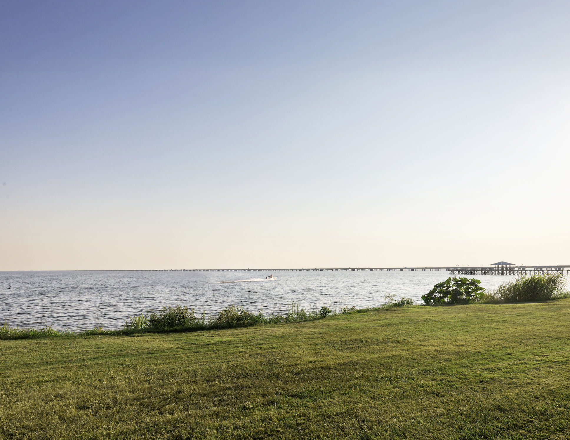 Waterfront view of the New Orleans area at dusk